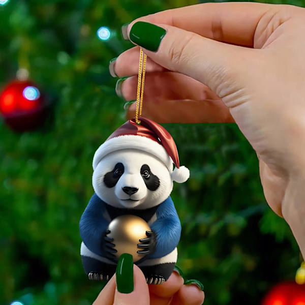 Kreativ Söt Tecknad Panda Hem Julgran Hängande Ornament Akryl Platt Juldekoration B One Size
