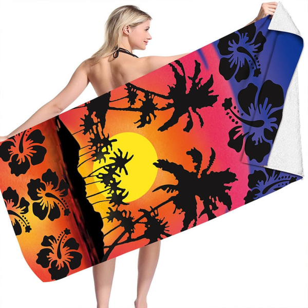 Rektangulært strandhåndklæde, sandfrit og hurtigtørrende mikrofiber strandtæppe, loungebetræk til voksne, børn, udendørs 150*75CM XR- Panther
