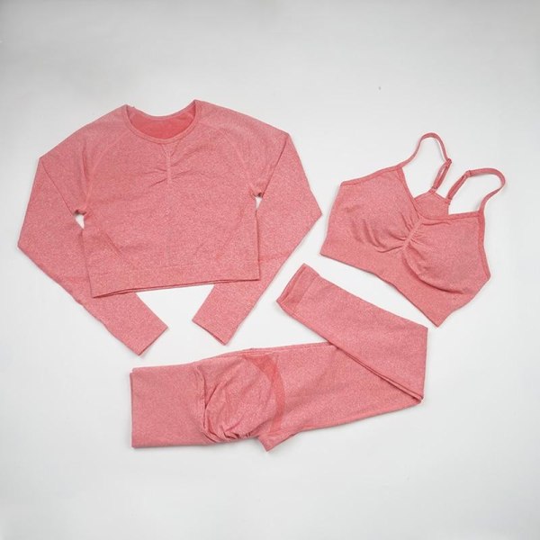 Yoga Sæt Kvinder Træning Sportstøj Fitness Tøj Leggings+ BH Sportsdragter ShirtsPantsLightgray L
