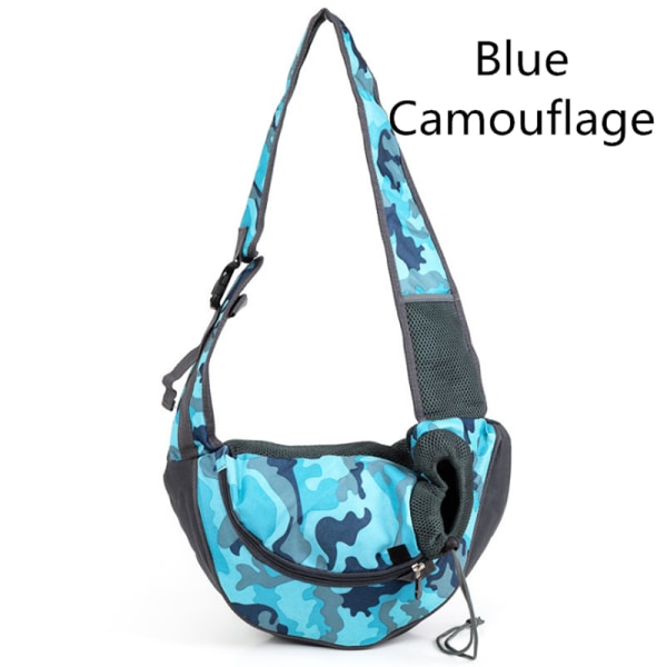 Lemmikkipennun kantolaukku S/L ulkoiluun, koiran olkalaukku, verkkokangas Oxford, yhden olkaimen laukku, mukava kantokassi, hengittävä kissalaukku Camouflage Blue L