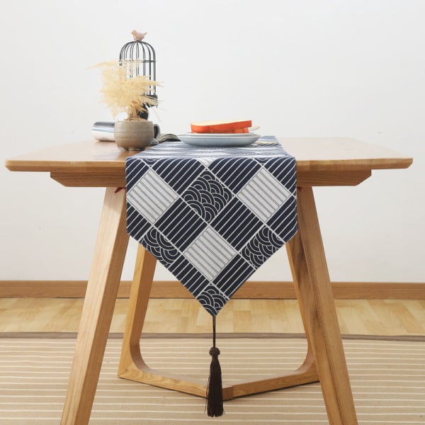 Japansk stil bomullslinne bordslöpare pläd tematta Zen linne retro japansk stil bordsduk Tallrik matta bordsduk Pure white. Table runner 33*200cm