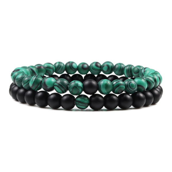 Distansarmband för kvinnor Pararmband Klassiskt 6mm Naturligt Svart Matt Blå Turkos Pärlarmband Herrsmycken Black Weathered-1