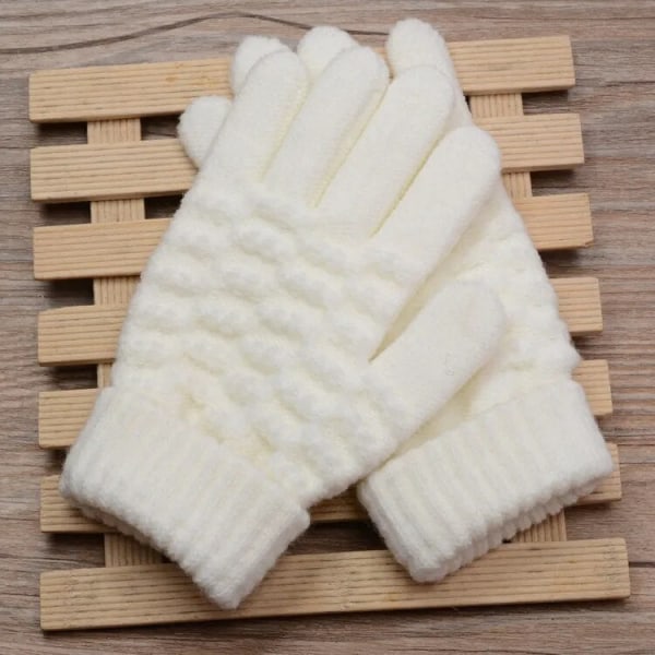 Vinter Touch Screen Handskar Dam Herr Varma Stretch Stickade Vantar Imitationsull Full Finger Guantes Kvinnlig Virkad Luvas Förtjocka Black One Size