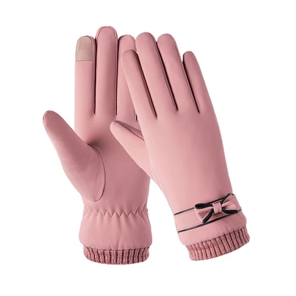 Mode Damhandskar Höst Vinter Söta Fluffiga Varma Vantar Hel Finger Dam Vantar Utomhus Sport Gants Handskar Pekskärm Pink 3 One Size