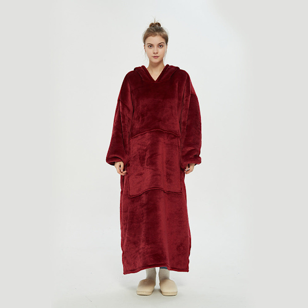 Hætte Lazy Blanket Pullover Dobbeltlags Blanket Sweater til Kvinder Kuldebeskyttelse i Efterår og Vinter Termisk Pyjamas Leopard print-Long