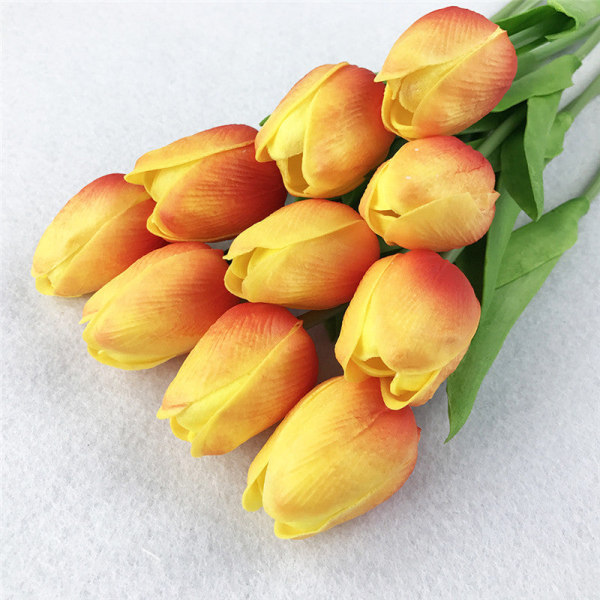 10 stk. kunstige blomster hagetulipaner ekte berøringsblomster tulipanbukett dekor Mariage for hjemmebryllupsdekorasjoner falsk blomst K-Wine red tulip