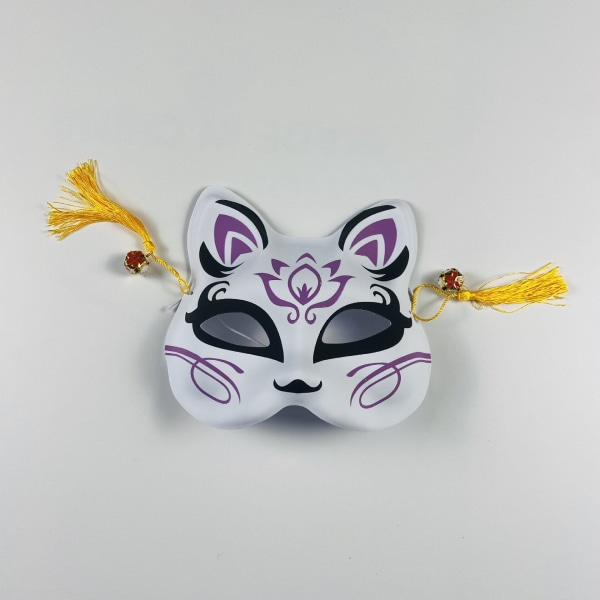 Japansk Maske Halvt Ansikt Håndmalt Katte Rev Maske Anime Demon Slayer Maskerade Halloween Festival Cosplay Prop 2
