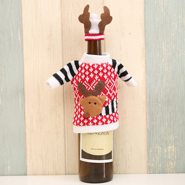 Jul Älg Vinflaskfodral Jul Champagne Vinflaskpåse Julbords Vinflaskdekorationstillbehör 1037 deer sweater wine sleeve