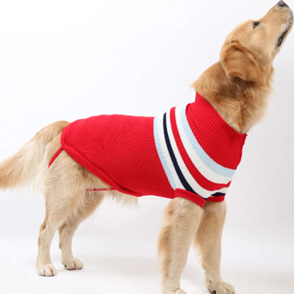 Raidallinen Iso Koiran Talvinen Lämmin Lemmikkieläinten Vaate Pienille Isoille Koirille Chihuahua Kultainennoutaja Takki Pennun Puku Koirat Lemmikkieläinten Vaatteet Red Stripe 12