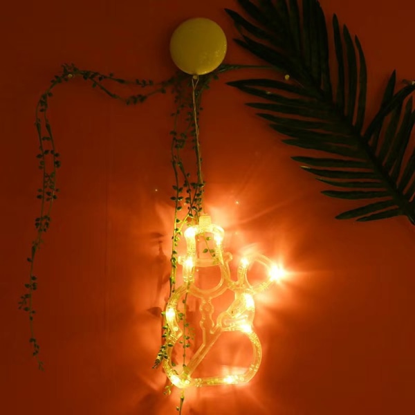 LED Juledekorasjonslys Vindus-sugekopp Lys Klokke Juletre Elg Julearrangement Feststemningslys Polaris