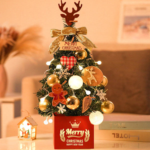 Mini Julgransprydnader Skrivbordsjulgransdekoration 60 cm Julgran Rosa Simulering 45cm high-end Golden package