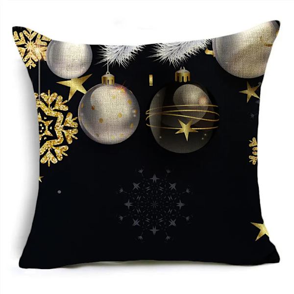 Merry Xmas Prydnadskuddar Överdrag 40/45/50cm Julgran Snögubbe Ornament Bollar Kuddfodral för Soffa Vardagsrum Heminredning 40cm x 40cm 08