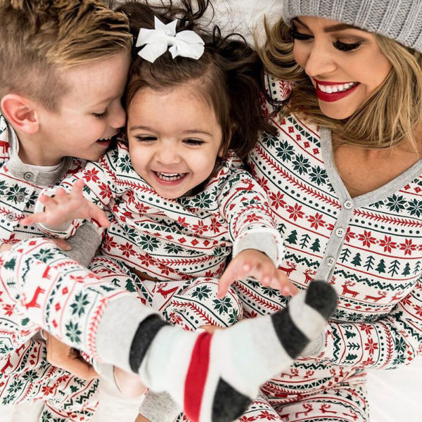 Julpyjamas Matchande Familj Pyjamas Vuxen Barn Set Kläder Pyjamas Romper Kostymer Beige Father XXL