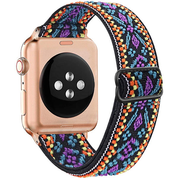 Nylonstropp for Apple Watch-reim 44 mm 40 mm 41 mm 45 mm Justerbar elastisk solo loop-beltearmbånd Apple Watch Series 7 6 se 5 4 3 Bohemia purple 38mm - 40mm - 41mm