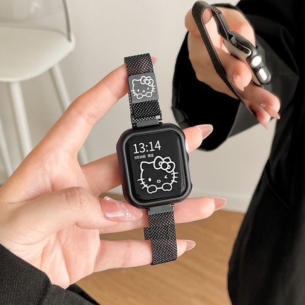 Kellon ranneke Apple Watch iWatch SE/4/5/6 44m Musta KT kissa yksittäinen ranneke