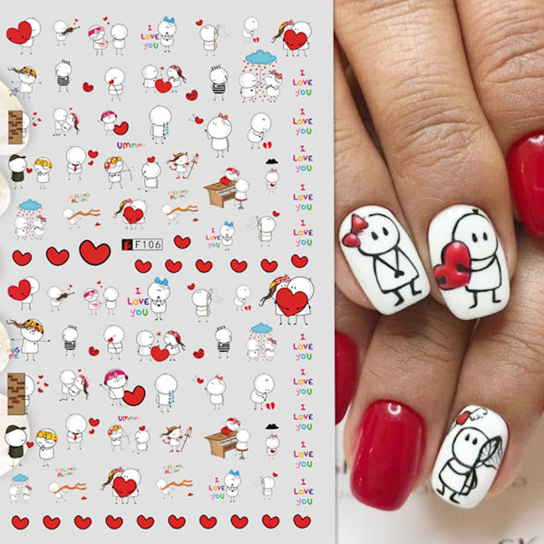 3D Halloween Nageldesign Anime Joker Spindel Orm Sliders Nageldekaler Självhäftande Dekaler Flickor Barn Party Manikyr GLF794 STZ-G037 Black
