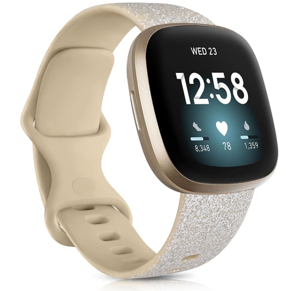 Kellon ranneke Fitbit Versa 3 -rannekkeelle Silikoninen ranneke Vaihto Fitbit Sense -rannekkeelle Correa-lisävarusteet Ruusukulta Hopea s- gold size L for Versa3