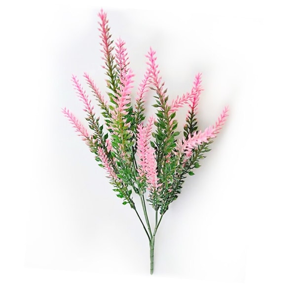 5 Grene Lavendel Kunstig Blomst Bryllup Hjem Dekoration 38cm Kunstig Plante Ører Romantisk Lilla Lavendel Flocking Vase Plastic Pink