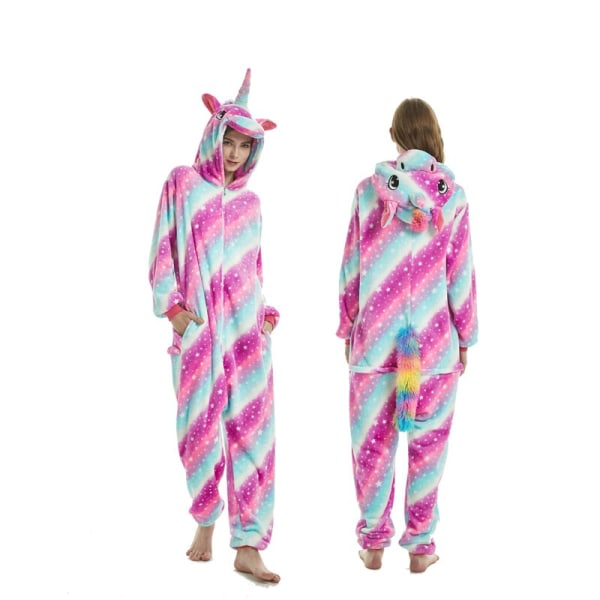 Dame Enhjørning Stitch Onesies Unisex Vinter Jule Pyjamas Natkjole Kostumer Voksne Flanel Nattøj Pyjamas Puple Tenma S