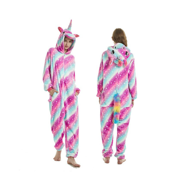 Naisten Yksisarvinen Stitch Onesie Unisex Talvi Joulu Pyjamat Yöasut Asut Aikuiset Flanelli Yövaatteet Pyjama Puple Tenma M