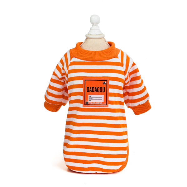 Pieni koiran lemmikkivaatetus, raidallinen T-paita kevääseen Orange XXL