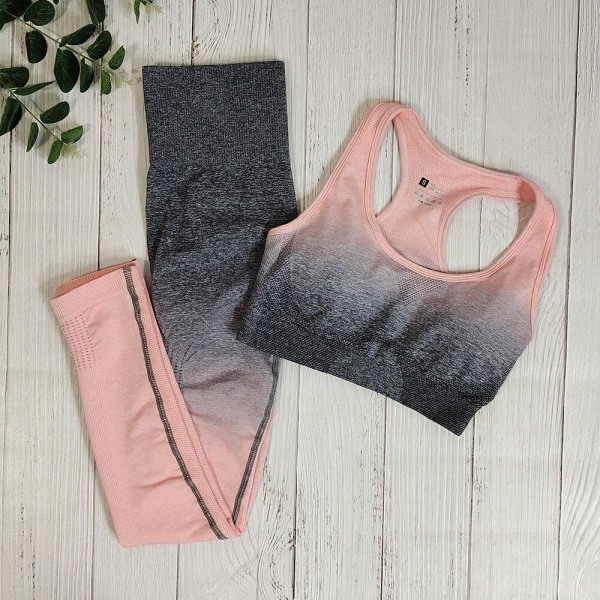 Set BH och Leggings Fitness Sportkläder Outfit för kvinnor Green set M