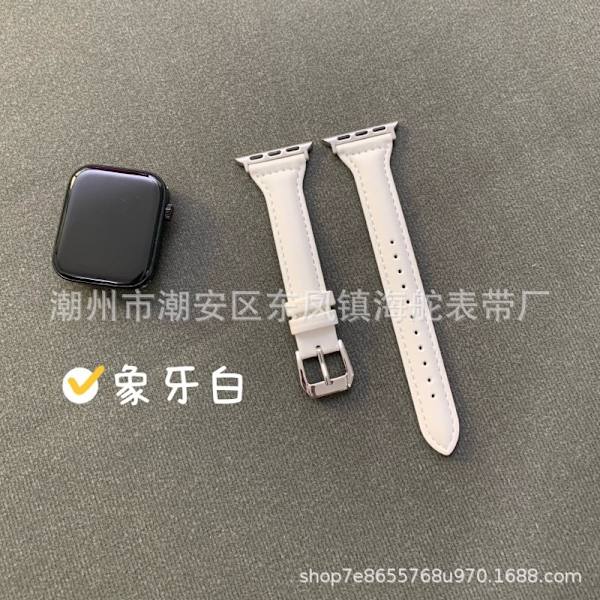 Klockarmband för Apple Watch iWatch 42/44/45 med kontakt Ivory