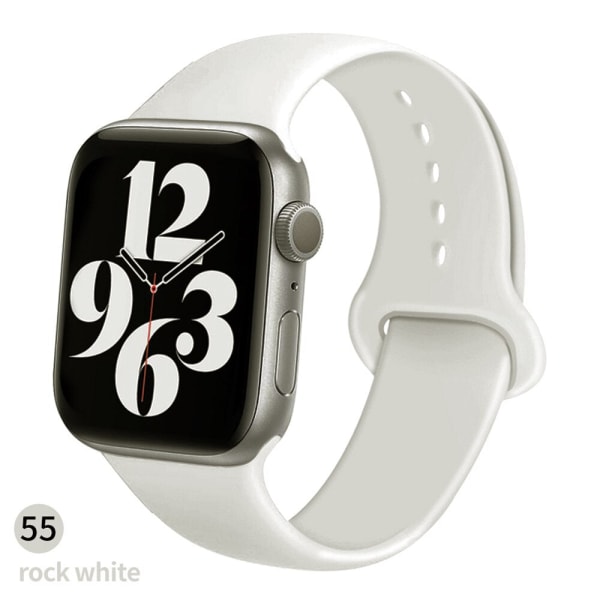 Silikoniranneke Apple Watch -rannekkeelle 6 44mm 42mm 40mm 38mm Älykäs kumikellon ranneke iWatch-ranneke sarjoille 6 SE 5 4 3 2 se Rock white 38MM or 40MM ML
