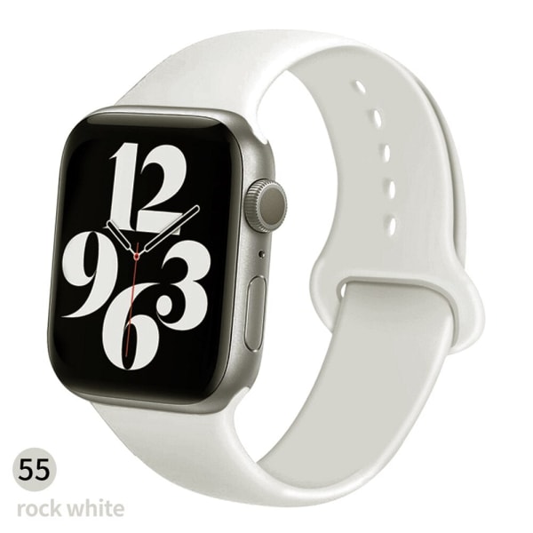 Silikonrem för Apple Watch -band 6 44mm 42mm 40mm 38mm Smart armband av gummi iWatch-band för Series 6 SE 5 4 3 2 se Rock white 38MM or 40MM SM