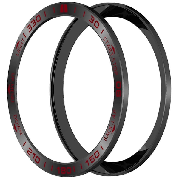 Til Garmin Fenix 8 Solar 51mm Rustfrit Stål Bezel Ridsefast Beskyttelsesring - Sort+Rød Black+Red