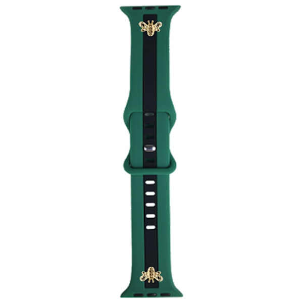 Klockarmband för Apple Watch iWatch 42-49mm svart box mörkgrön med svart + guld bi