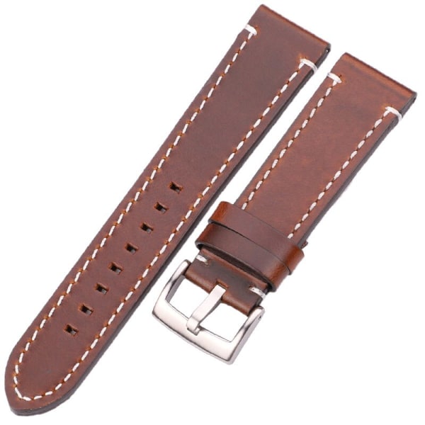 Ekte Skinn Klokkereimer 18mm 20mm 22mm 24mm Svart Mørkebrun Dame Herre Klokkebånd Rem Belte Med Spenne Dark brown silver 20mm