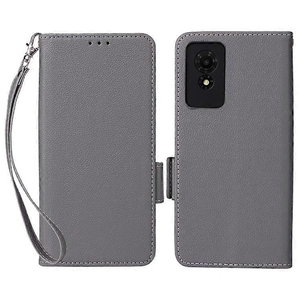 Kompatibelt för TCL 501 T433D Läderfodral Plånboksställ Litchi Textur Telefonskal Grossist Grey