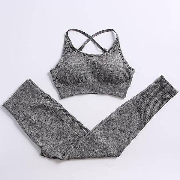 Joogasetti Kuntosalivaatteet Verryttelypuku Korkeavyötäröiset Housut Urheiluliivit Naisille Bra Pants-Dark Gray M