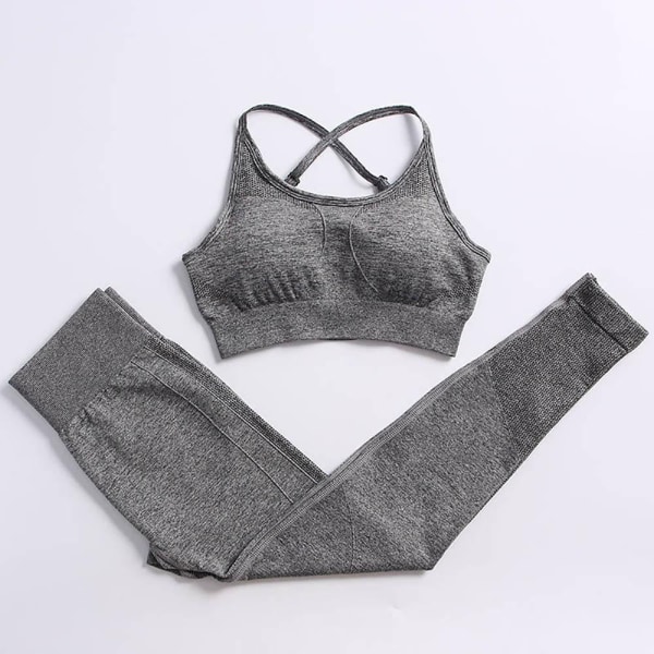 Set Gym Kläder Träningsoverall Byxor med hög midja Sport BH:ar för kvinnor Bra Pants-Dark Gray L