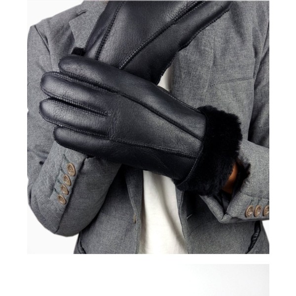 Nya Vinterhandskar för Män Varma Äkta Fårskinns-handskar för Män Termiska Get-päls Kashmir Äkta Läder Snöhandskar Manuella Grey A One Size