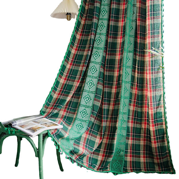 Ternet Syning Gardiner Jul Rød Amerikansk Gardiner Red Christmas grid-wear Rod 150*160
