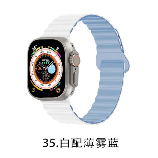 Klockarmband för Apple Watch iWatch 38/40/41 S10 42mm Vit med dimblå