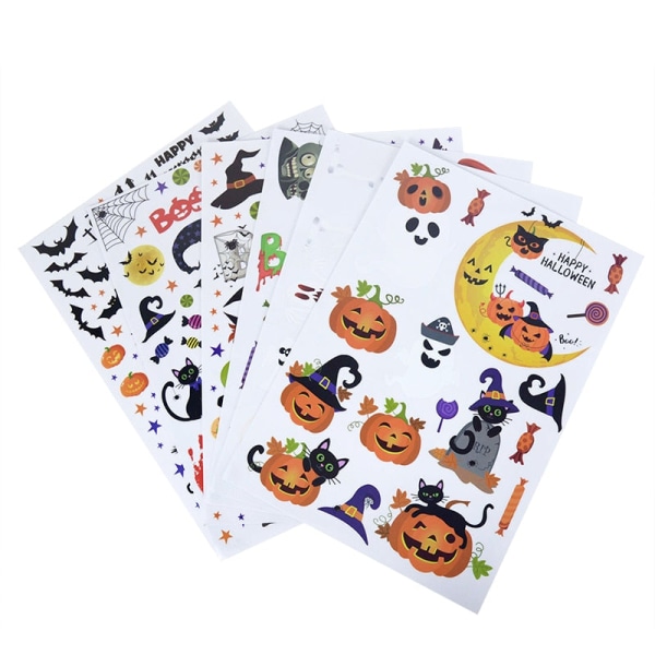 Avtakbare Halloween Veggklistremerker Skrekk Grim Reaper Heks Gresskar Vindusklistremerker For Halloweenfest Hjem Bar Gulv Veggdekor B01-1Pcs