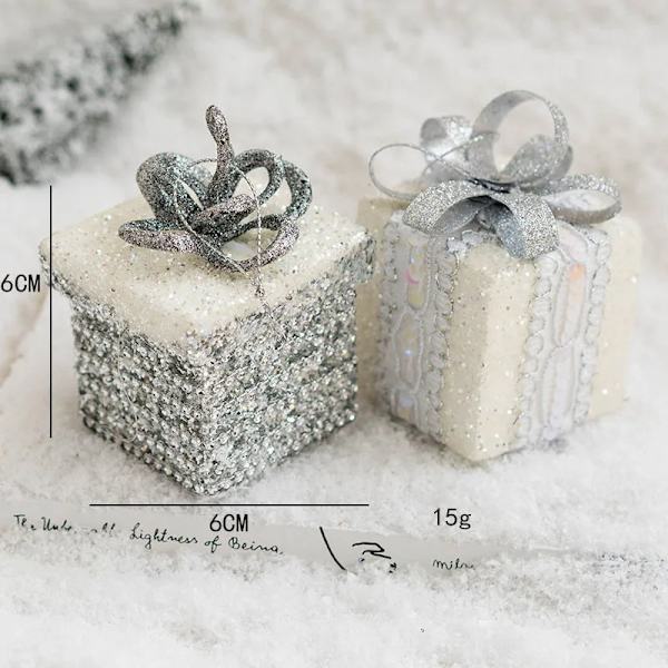 Joulupallo Maalattu Pallo Kultainen Hopeinen Samppanja Glitter Tähtiä Joulukuusi Ripustus Ikkunakoriste Pieniä Lahjoja Leluja Silver box 2pcs