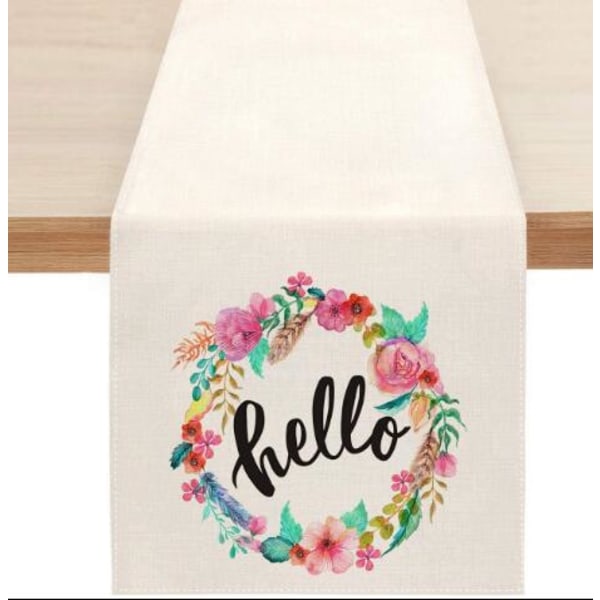 Søt naturlig jute burlap påskehare blomster egg ku trykt bordløper bordflagg duk stoffdeksel duk fest hjem dekor rectangle 33X90CM white 8