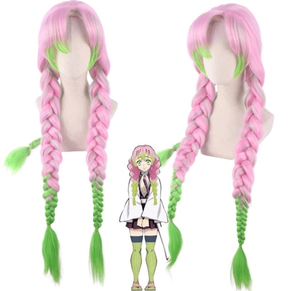 Aikuisten lasten Demon Slayer Kimetsu No Yaiba Anime Kimono Kanroji Mitsuri Cosplay -asu Kisatsutai Seksikkäät naisten Halloween-vaatteet Full Set and Wig 1 110cm
