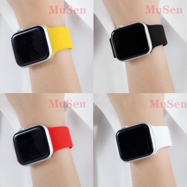 Silikonrem för Apple Watch -band 6 44mm 42mm 40mm 38mm Smart armband av gummi iWatch-band för Series 6 SE 5 4 3 2 se Midnight blue 42MM or 44MM ML