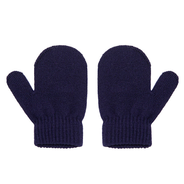 Söt Stickad Pom Pom Baby Mössa Handskar Set Tjock Varm Flicka/Pojke Mössa Handskar Beanie Vinter Öron Varma Barn Mössa Baby Bonnet Muts NavyGloves