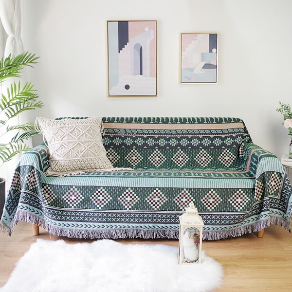 Rutiga Filtar Stickad Nordisk Soffhandduk Sofföverdrag Full Filt Randig Rum Sängfilt för Heminredning cobertor manta C 90X90cm