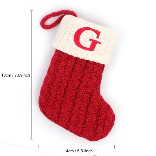 Hängbar Röd stickad Julstrumpa Snöflinga Bokstav Julstrumpa Julgranshängande Ornament 2024 Navidad Natal Xams C