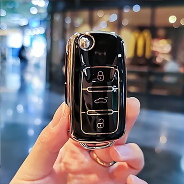 Nytt TPU Bilnyckel Fullt Skydd Fodral Skal Skyddsväska För Polo Golf 7 Passat Tiguan Scirocco Skoda Octavia Seat Grey