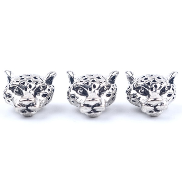 10 st Antika Uggla Lejon Buddha Leopard Huvud Distanspärlor Berlock DIY Armband Halsband Pärlor för Smyckestillverkning Tillbehör Leopard silver 10pcs