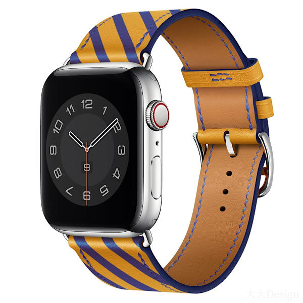 Läderarmband för Apple Watch band 44mm 40mm 38mm 42mm iWatch Single tour armband Apple Watch 5 4 3 se 6 25 stip orange 42mm or 44mm