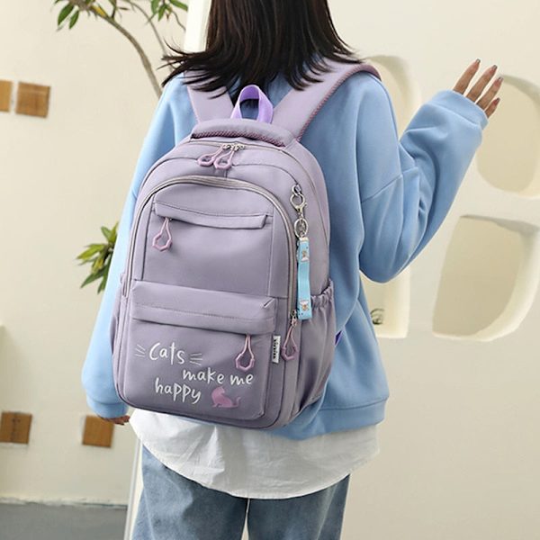 Kawaii Ryggsäck för Flickor Skolväskor Portabilitet Vattentät Tonåringar Högskolestudent Stor Rese Axelväska Mochilas Escolares Black